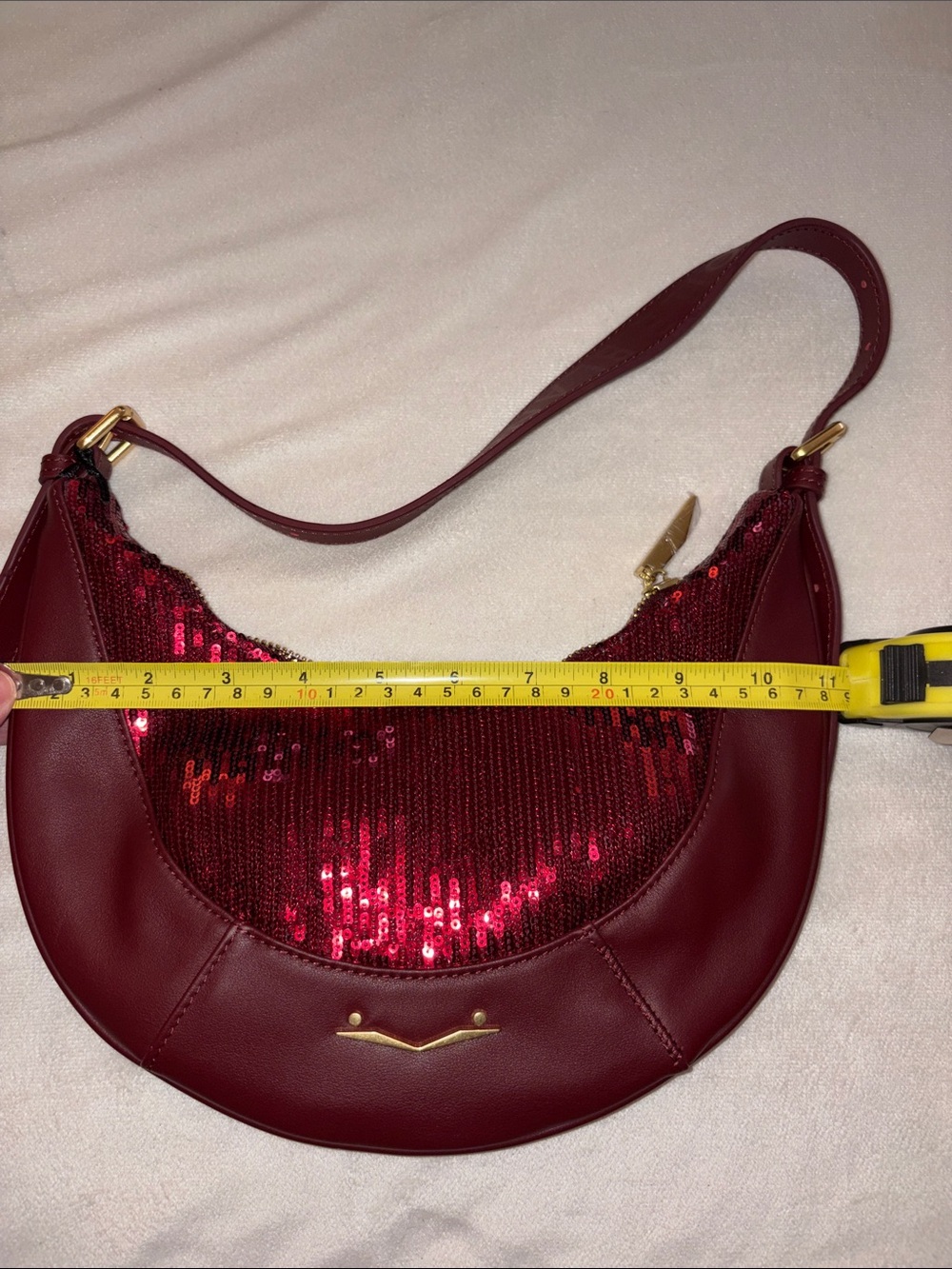 NWT VOILE BLANCHE CLUB Bordeaux Sequins Shoulder Bag - Picture 5 of 8